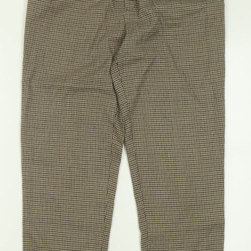 New Look Womens Brown Plaid Polyester Trousers  Size 8 L26 in Regular Button