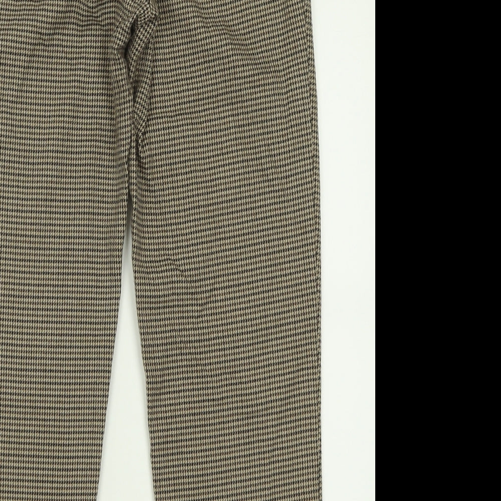 New Look Womens Brown Plaid Polyester Trousers  Size 8 L26 in Regular Button