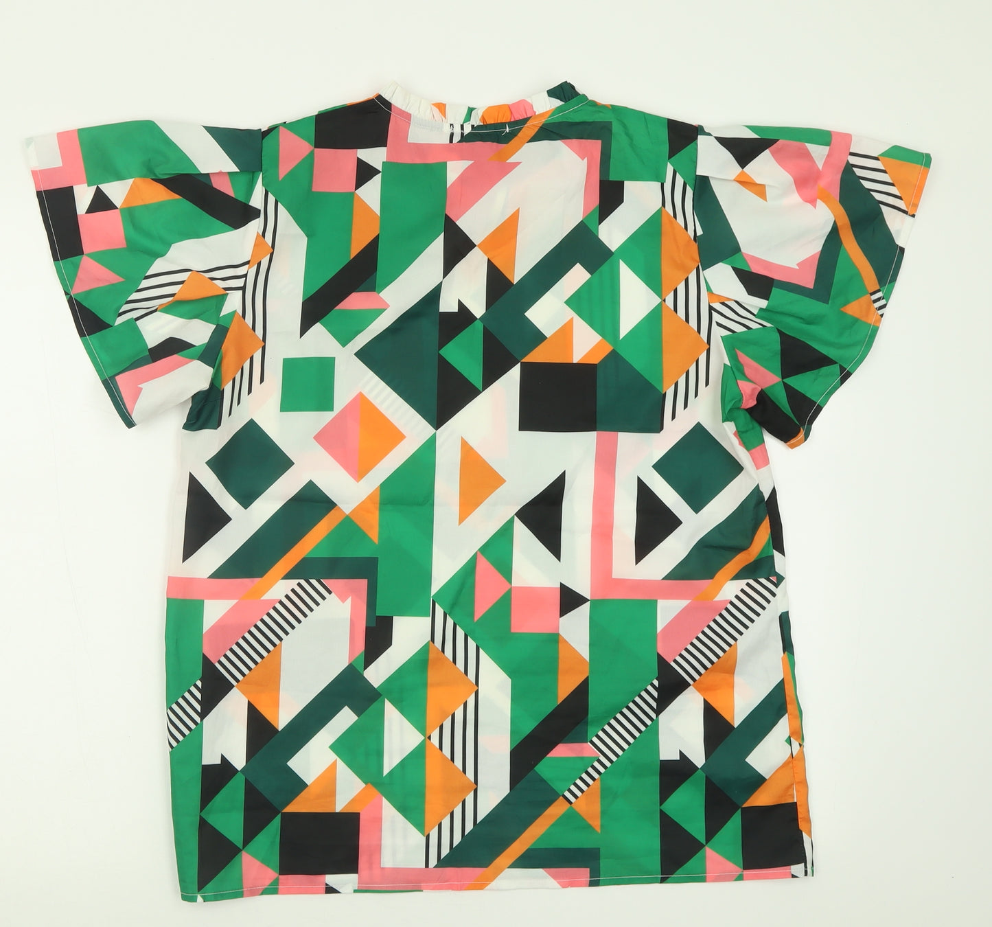 Cutie Womens Multicoloured Geometric Polyester Basic T-Shirt Size 16 Crew Neck