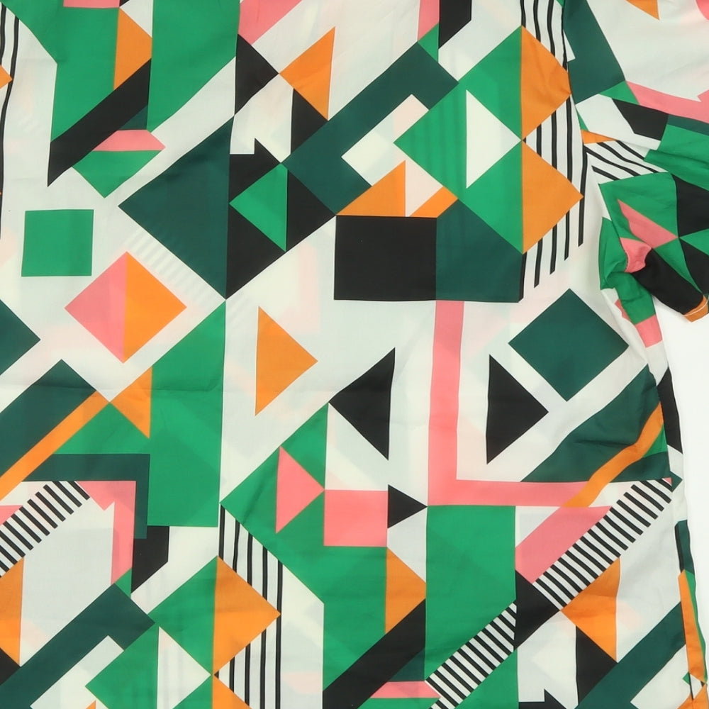Cutie Womens Multicoloured Geometric Polyester Basic T-Shirt Size 16 Crew Neck
