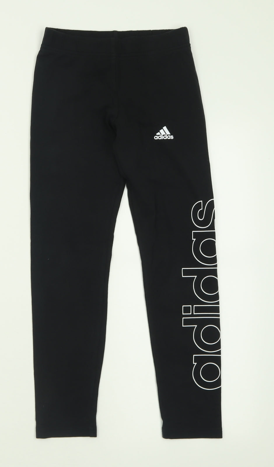 adidas Girls Black  Cotton Capri Trousers Size 9-10 Years  Regular Pullover