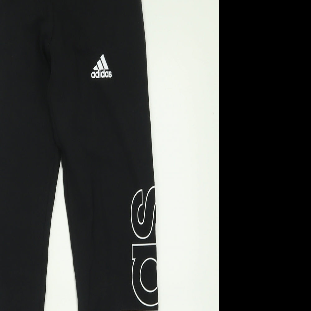 adidas Girls Black  Cotton Capri Trousers Size 9-10 Years  Regular Pullover