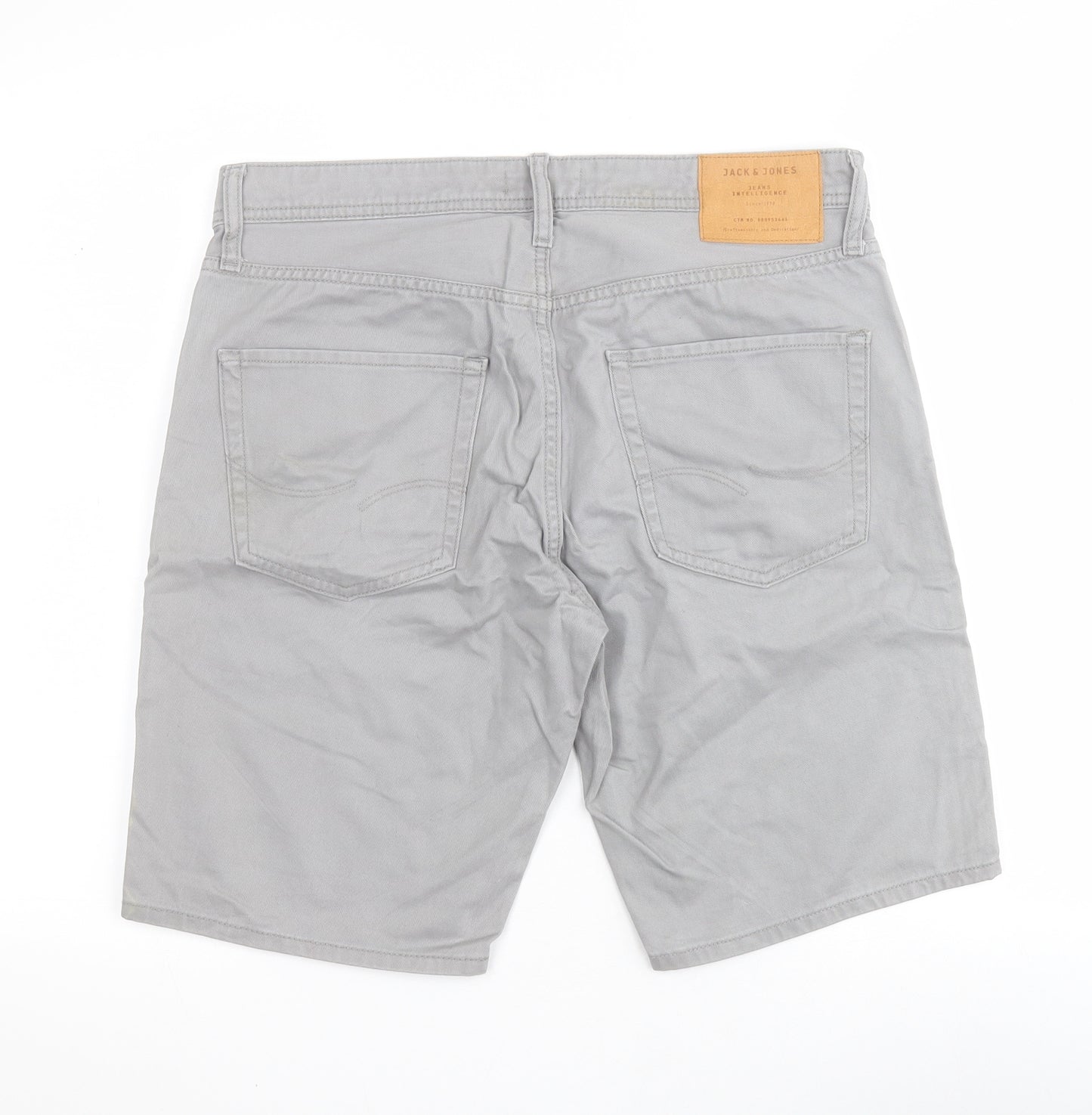 JACK & JONES Mens Grey  Cotton Chino Shorts Size M L9 in Regular Button