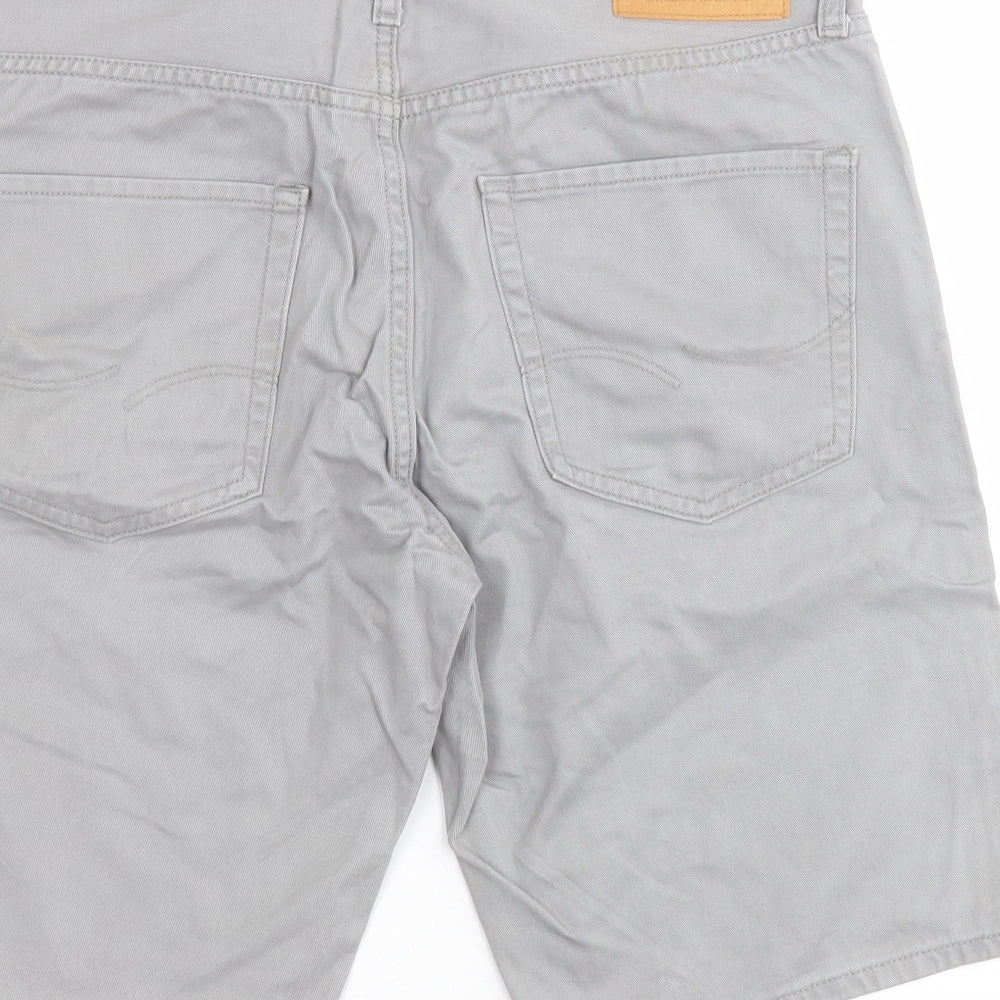 JACK & JONES Mens Grey  Cotton Chino Shorts Size M L9 in Regular Button