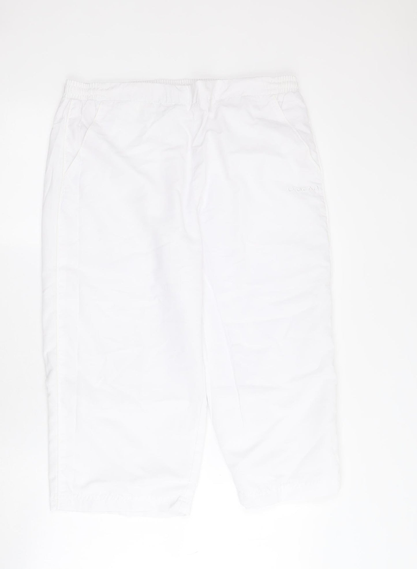 LA Gear Womens White  Polyester Cropped Trousers Size 14 L20 in Regular Drawstring - Jogger style