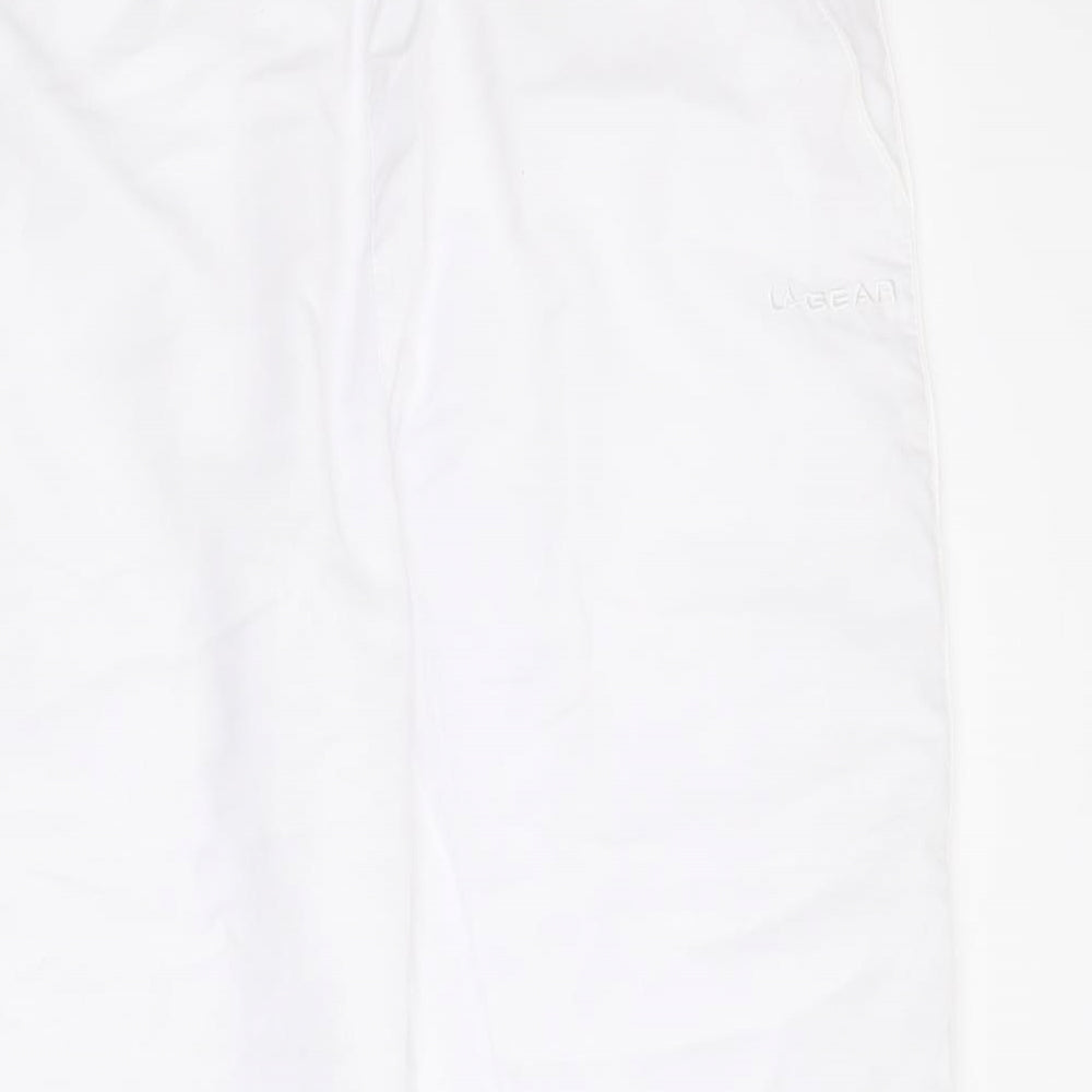 LA Gear Womens White  Polyester Cropped Trousers Size 14 L20 in Regular Drawstring - Jogger style