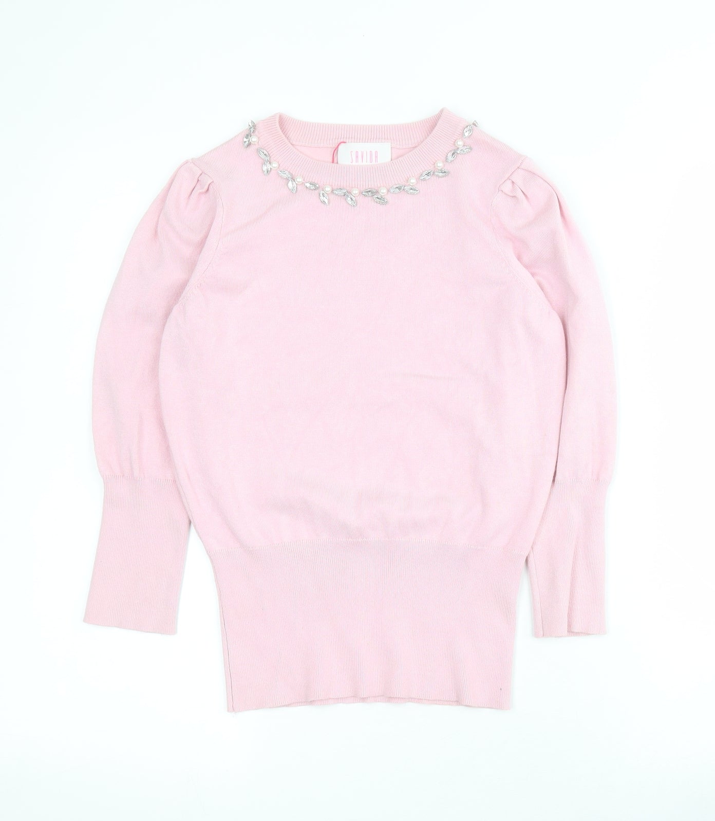 Savida Womens Pink Round Neck  Viscose Pullover Jumper Size S