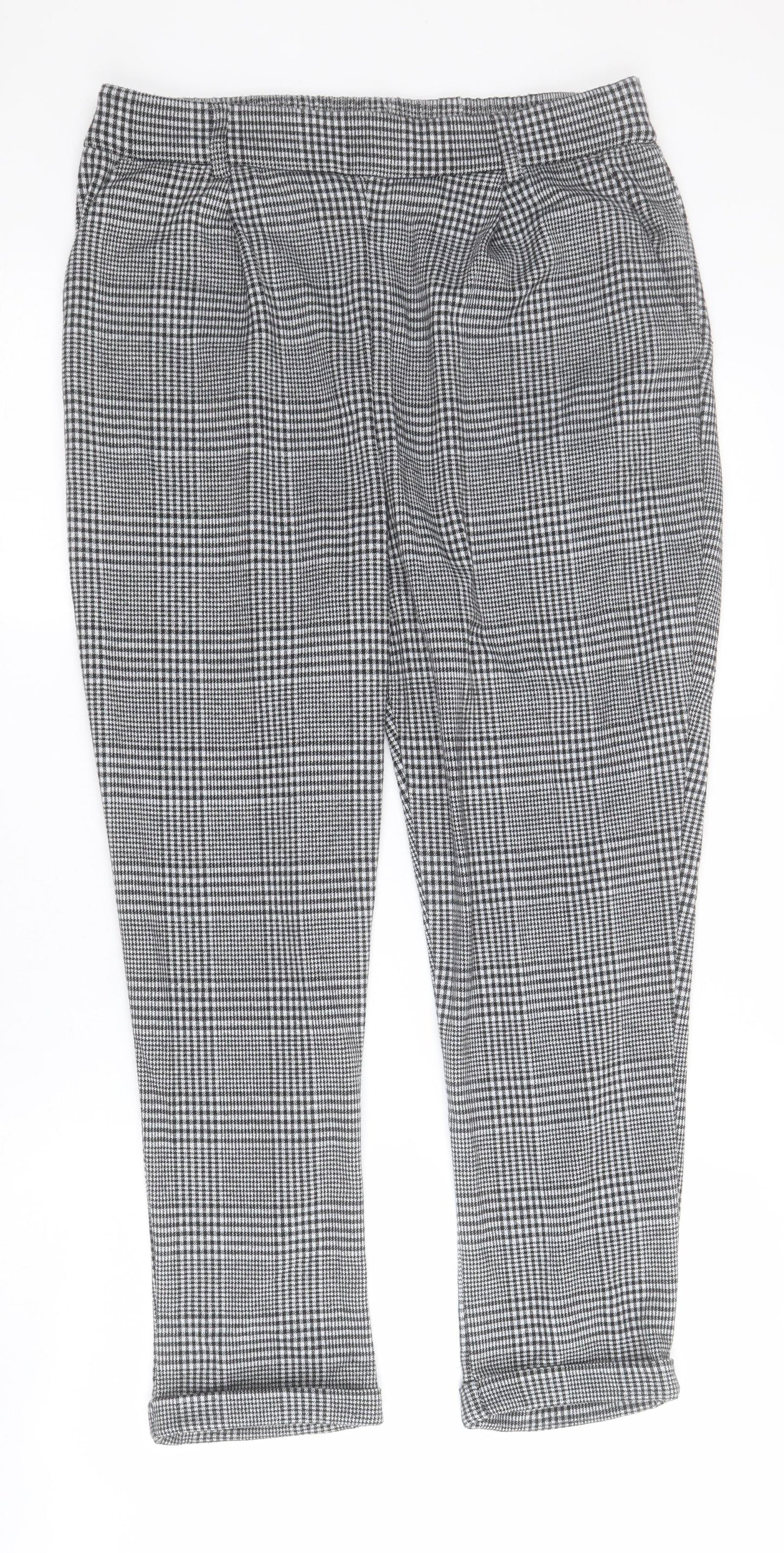 F&F Womens Black Houndstooth Polyester Carrot Trousers Size 14 L25 in Regular
