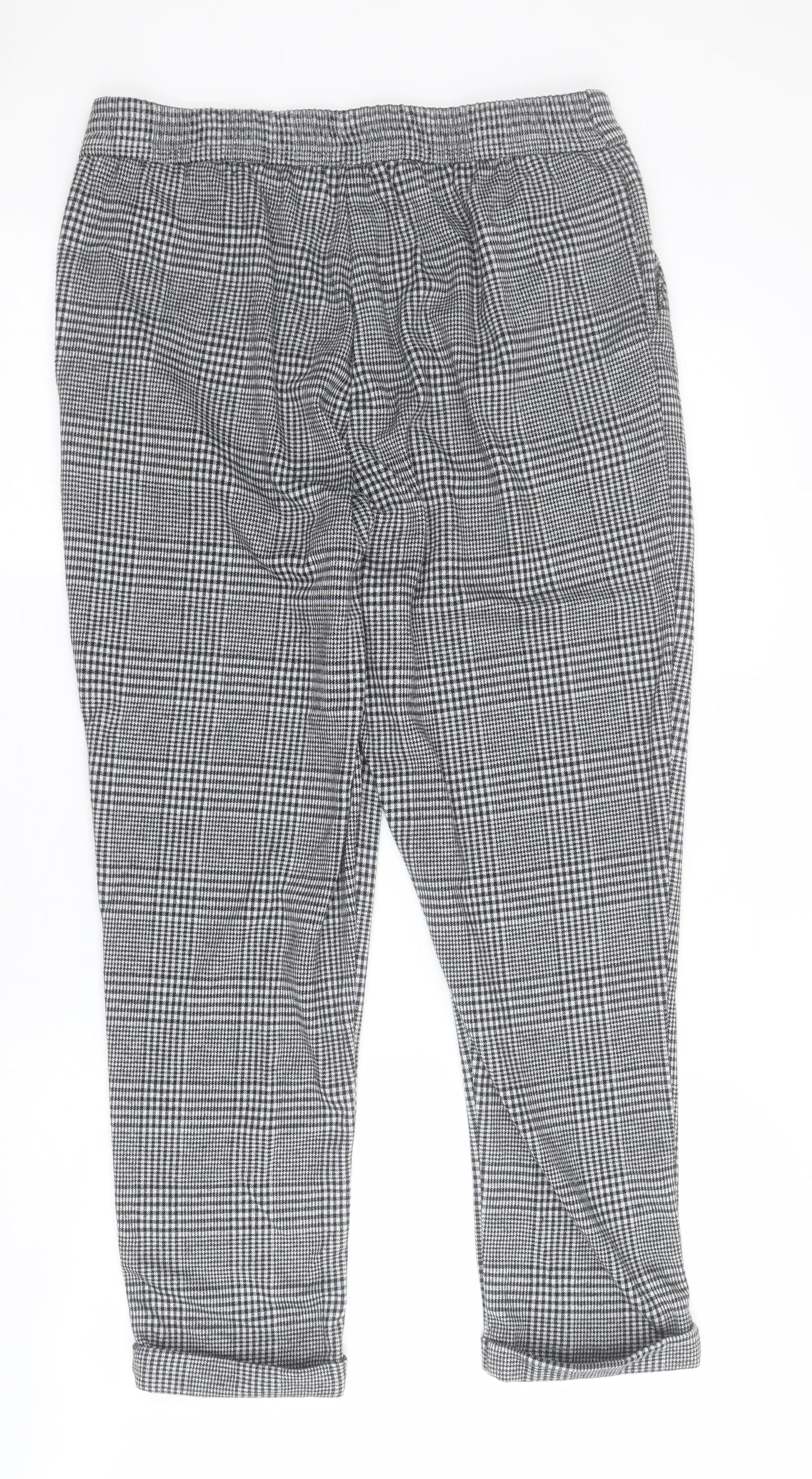 F&F Womens Black Houndstooth Polyester Carrot Trousers Size 14 L25 in Regular