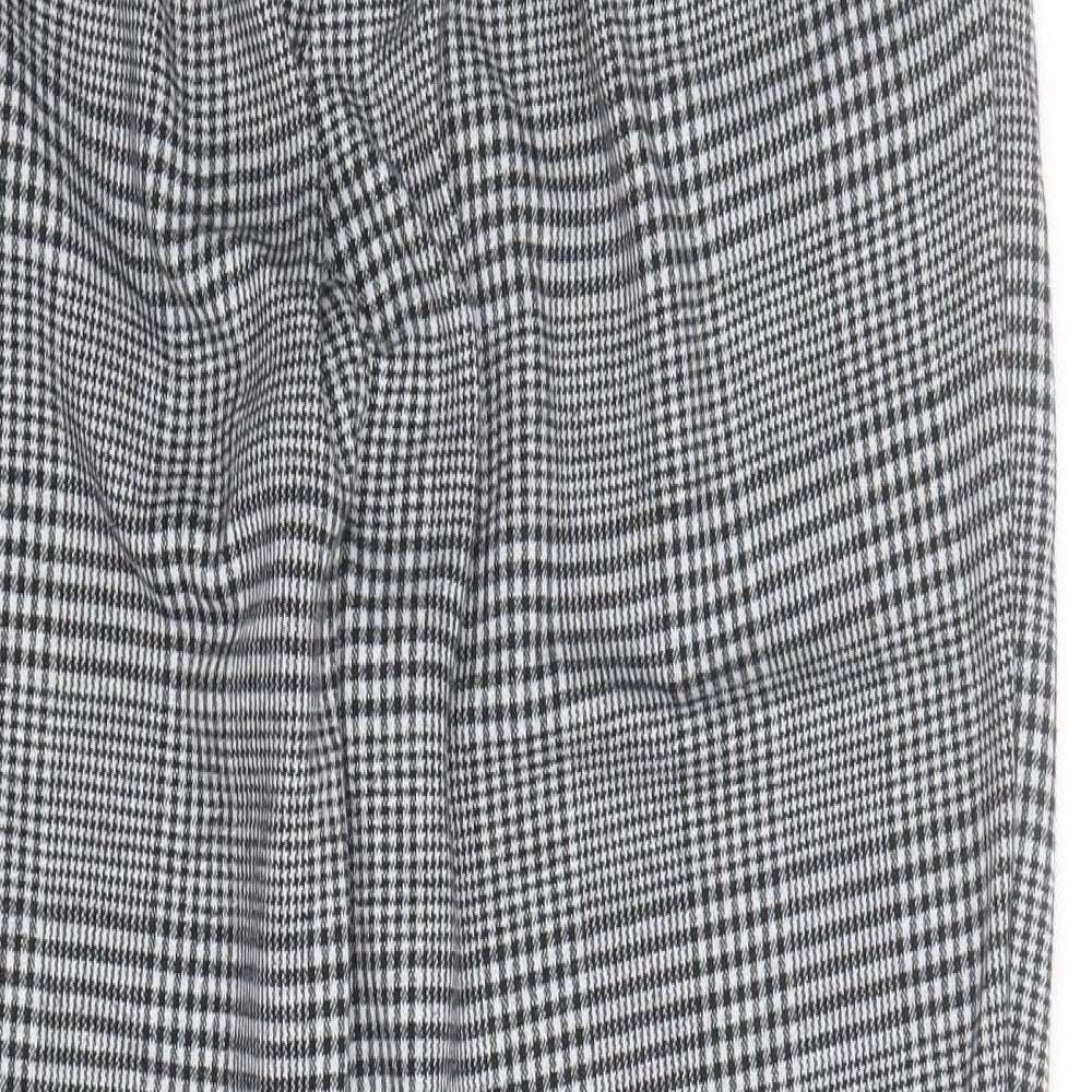 F&F Womens Black Houndstooth Polyester Carrot Trousers Size 14 L25 in Regular
