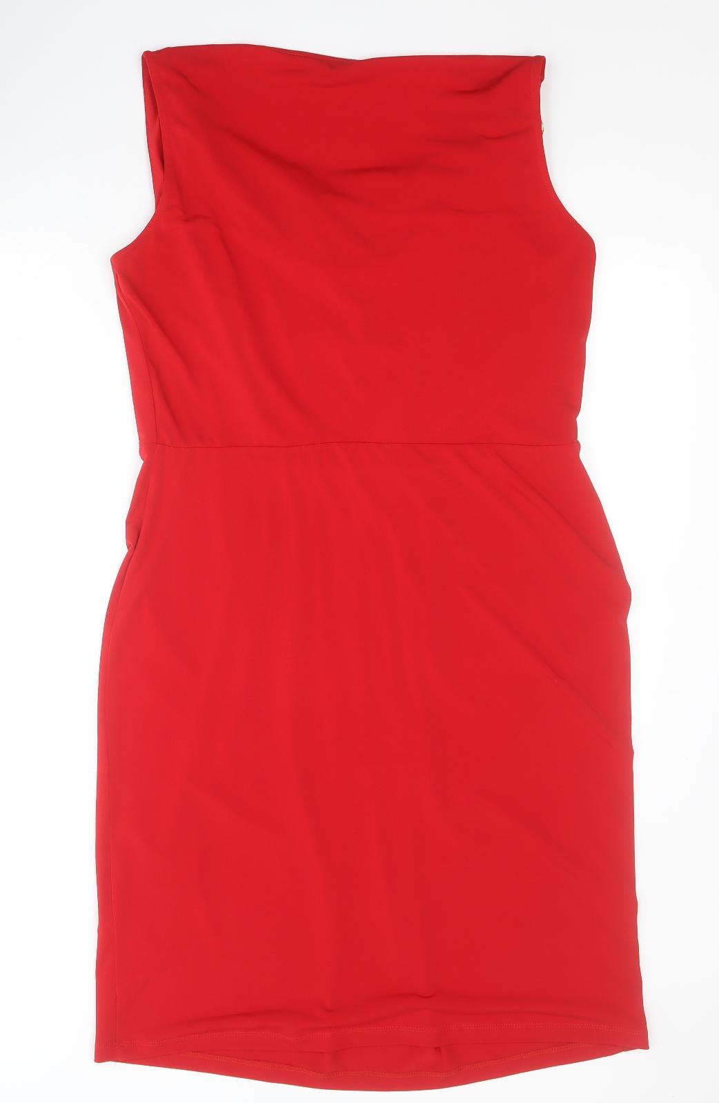 Star by Julien Macdonald Womens Red  Polyester Bodycon  Size 16  Round Neck Pullover