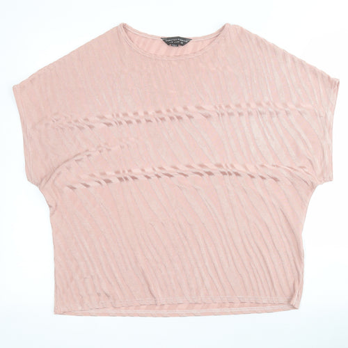 Dorothy Perkins Womens Pink Animal Print Polyester Basic T-Shirt Size 16 Round Neck