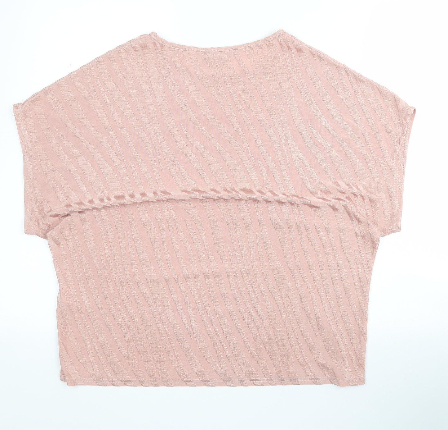 Dorothy Perkins Womens Pink Animal Print Polyester Basic T-Shirt Size 16 Round Neck