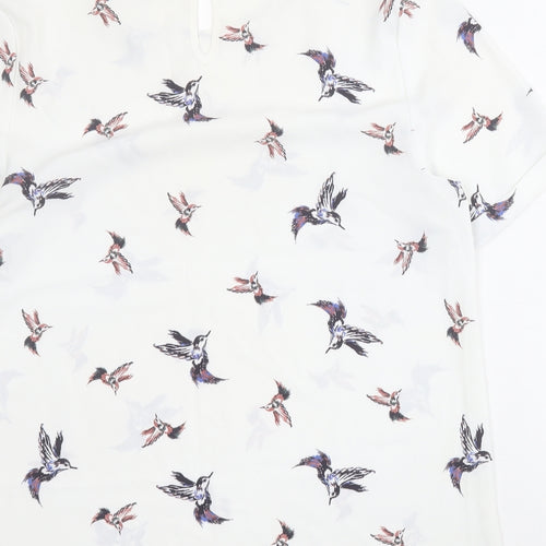 Primark Womens White  Polyester Basic Blouse Size 12 Round Neck