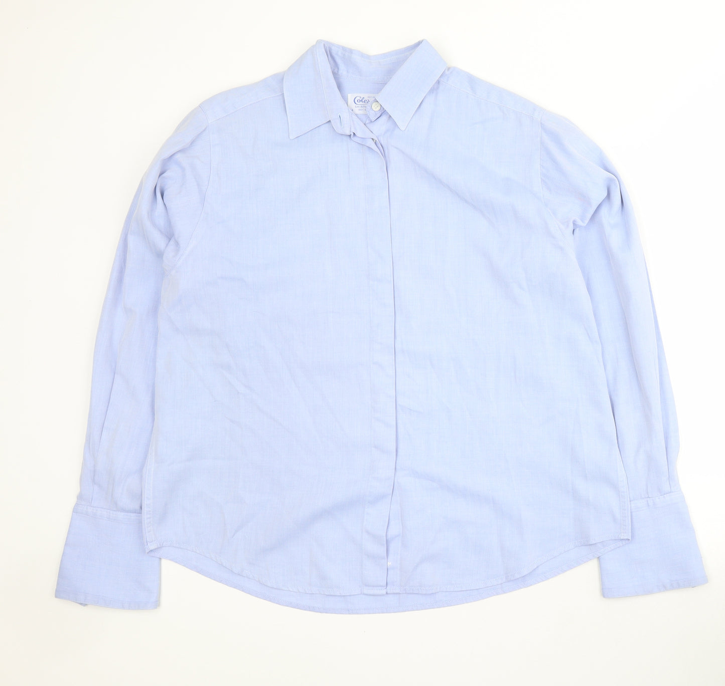 Coles Shirtmaker Womens Blue  100% Cotton Basic Button-Up Size 14 Collared