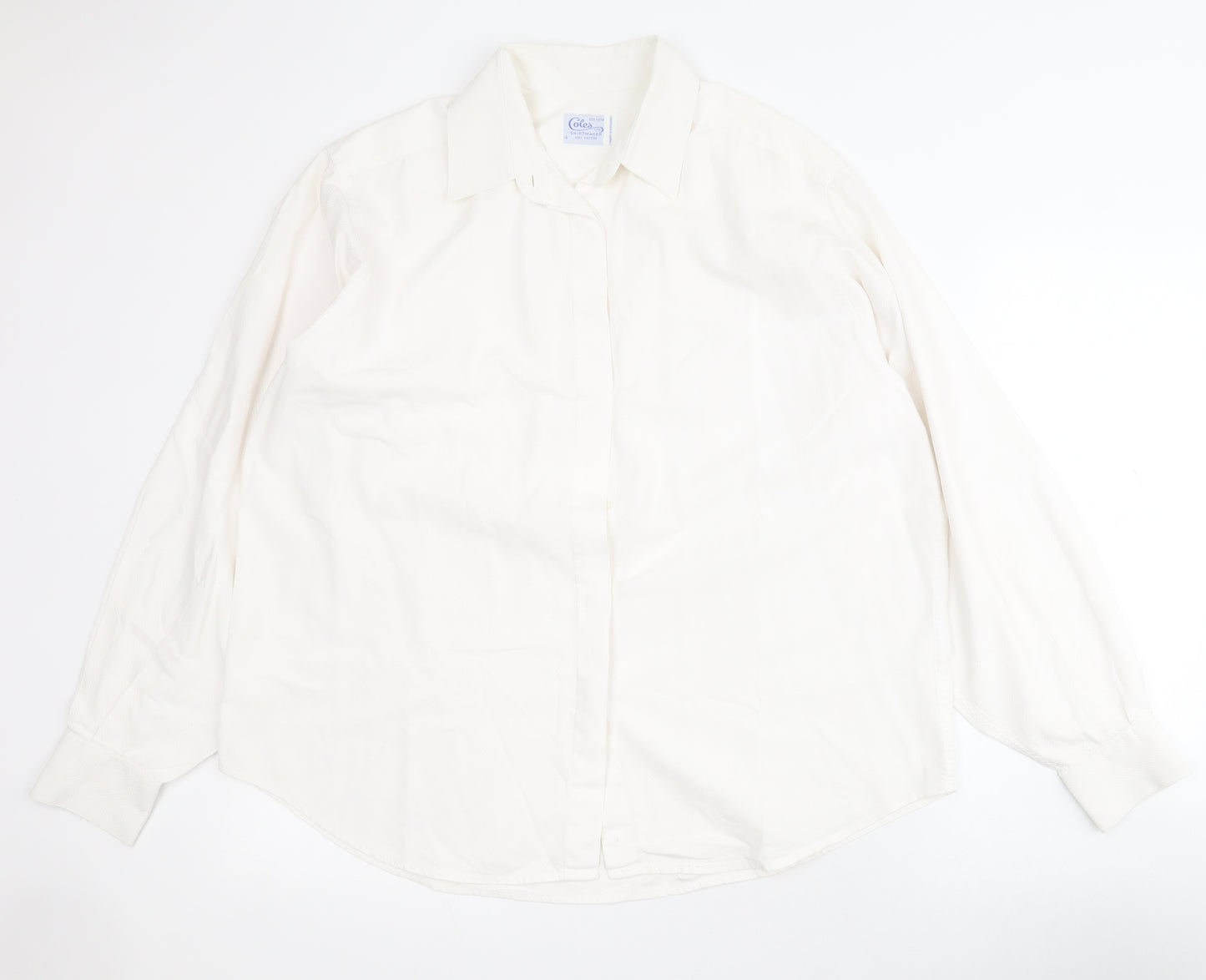 Coles Shirtmaker Womens White  100% Cotton Basic Button-Up Size 14 Collared