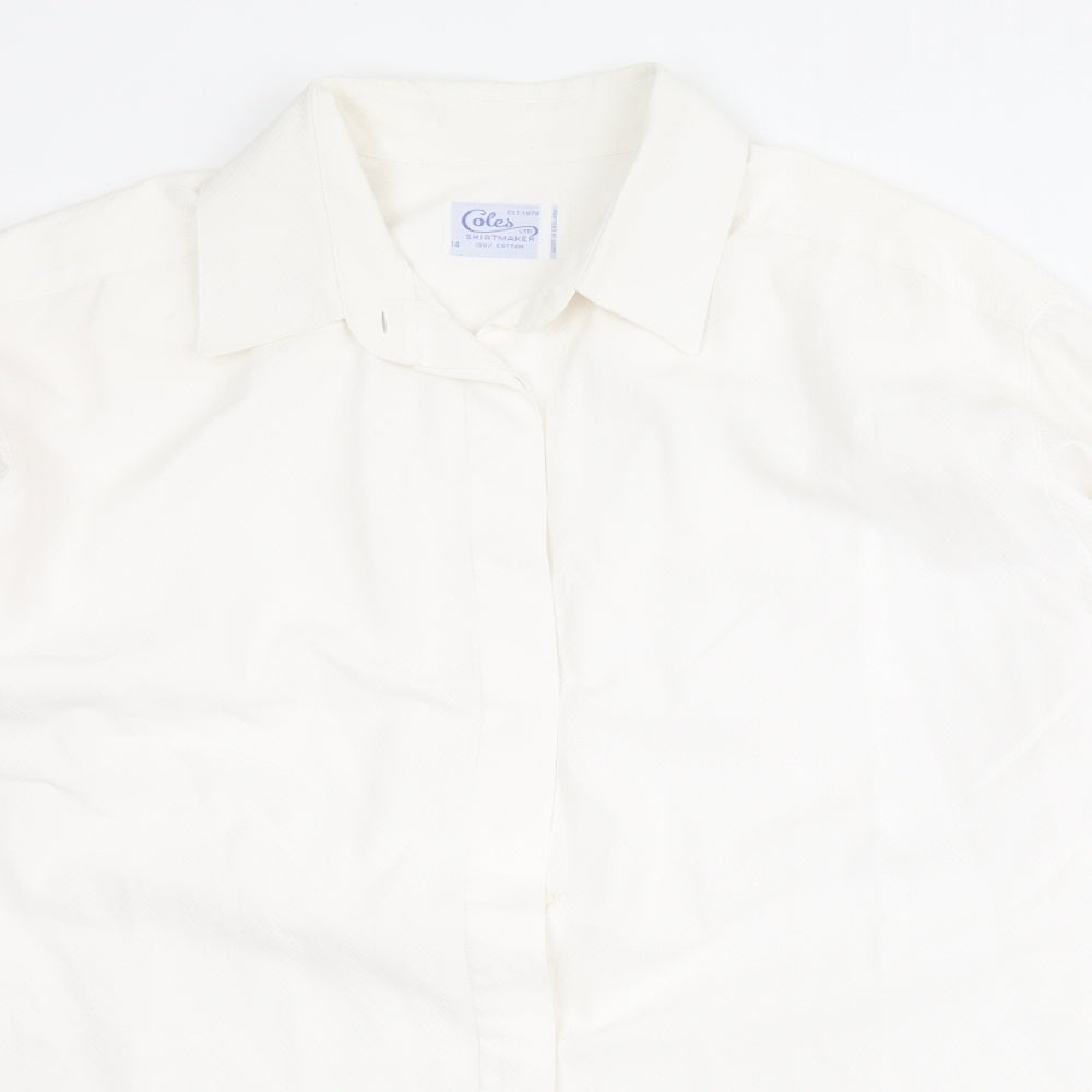 Coles Shirtmaker Womens White  100% Cotton Basic Button-Up Size 14 Collared
