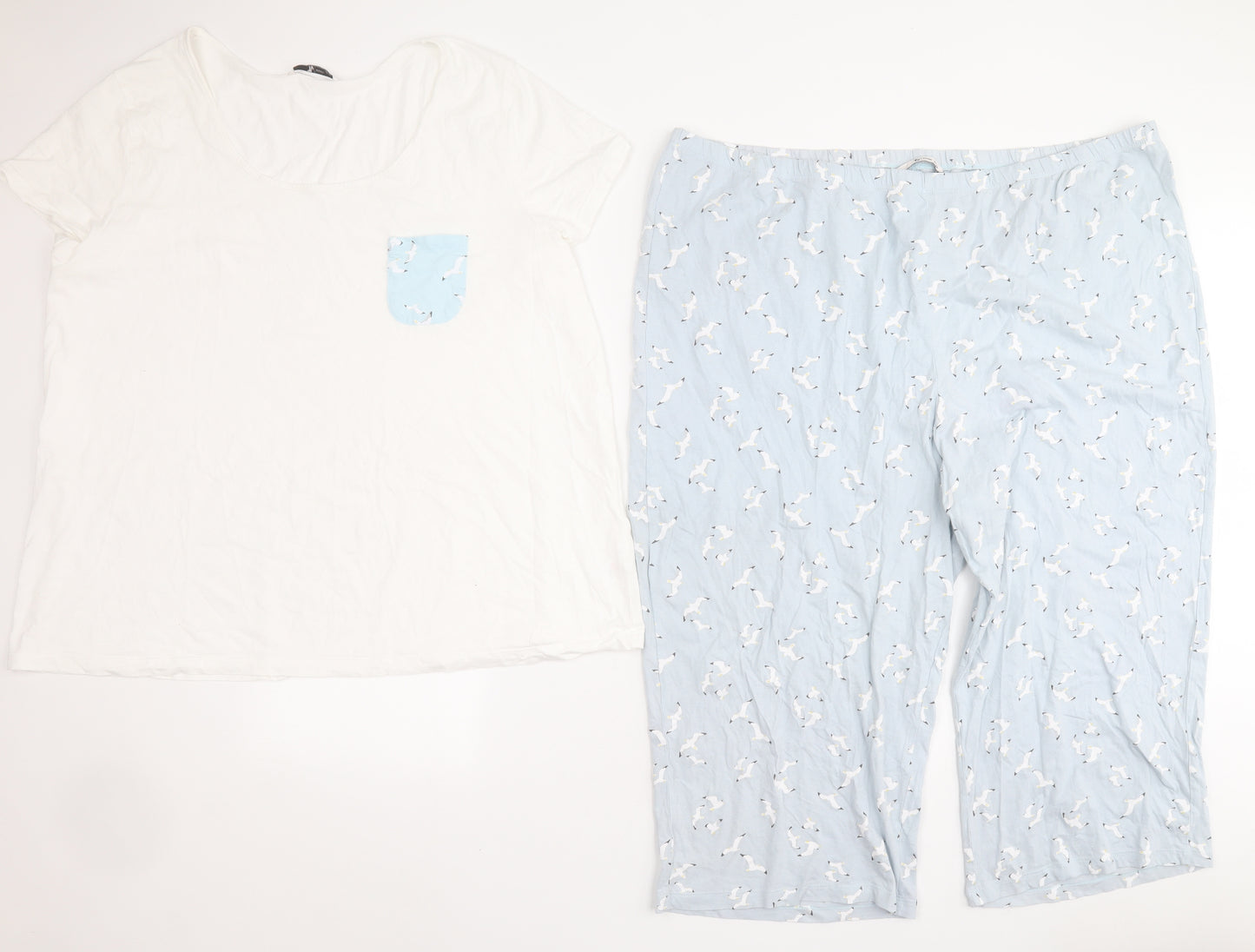 TU Womens Blue Solid 100% Cotton Top Pyjama Pants Size 24   - 25 - 26