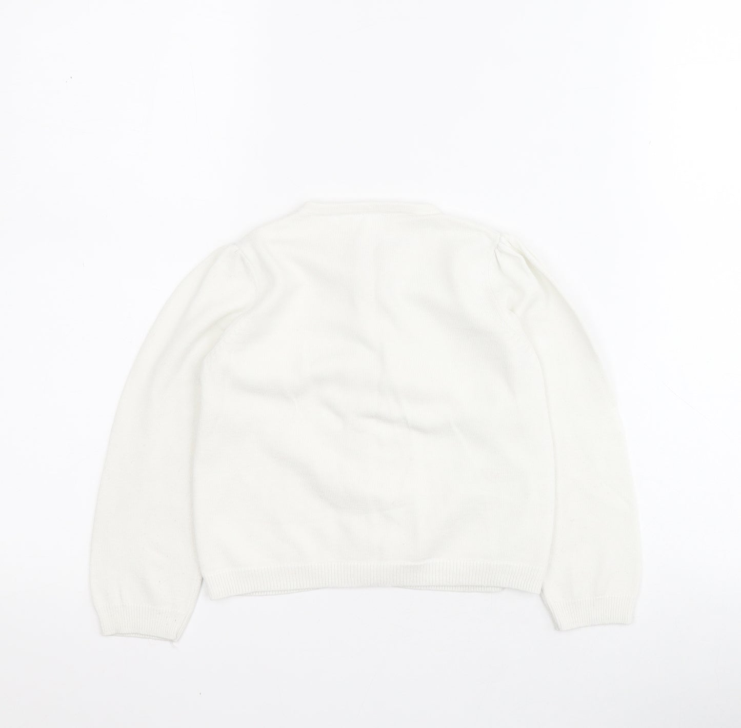 Evie Angel Girls White Round Neck  Viscose Cardigan Jumper Size 6 Years  Button