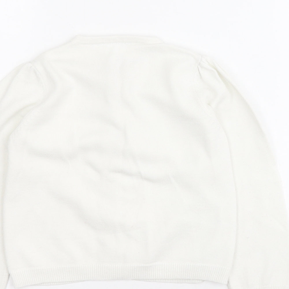Evie Angel Girls White Round Neck  Viscose Cardigan Jumper Size 6 Years  Button