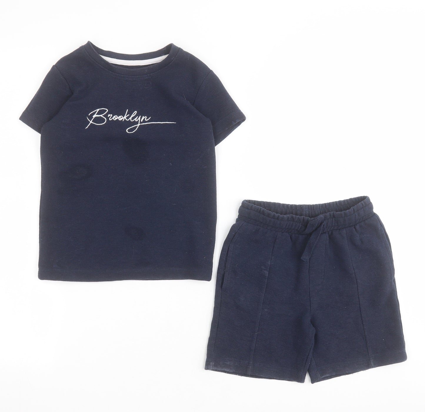 Matalan Boys Blue Solid Cotton  Lounge Set Size 4-5 Years  Pullover