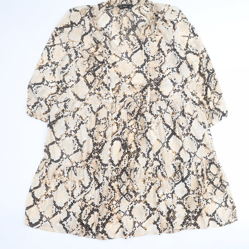 F&F Womens Brown Animal Print Polyester Shift  Size 16  V-Neck Pullover