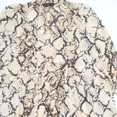 F&F Womens Brown Animal Print Polyester Shift  Size 16  V-Neck Pullover