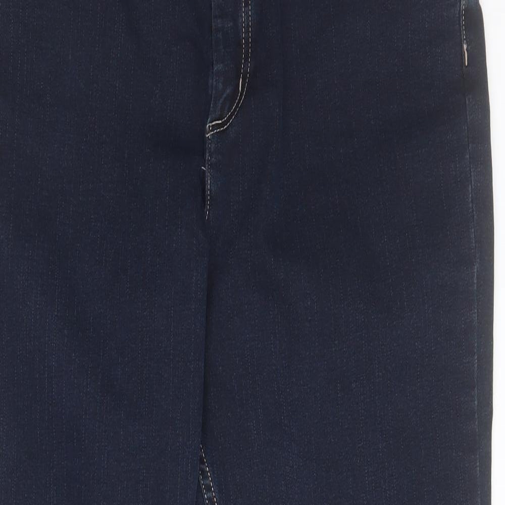 Marks and Spencer Womens Blue  Cotton Bootcut Jeans Size 16 L28 in Regular Zip