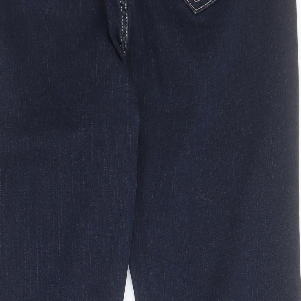 Marks and Spencer Womens Blue  Cotton Bootcut Jeans Size 16 L28 in Regular Zip