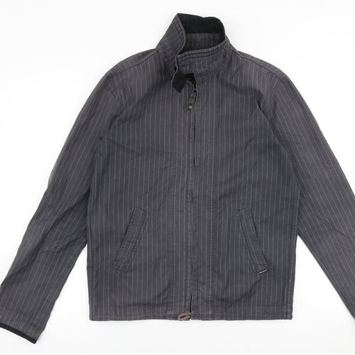 One True Saxon Mens Grey Striped  Jacket  Size S  Zip