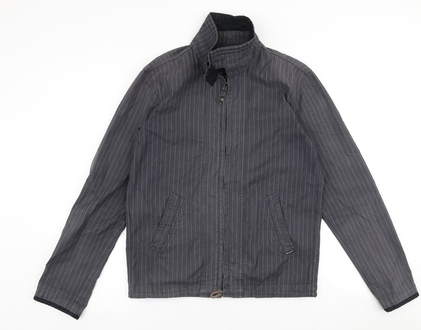 One True Saxon Mens Grey Striped  Jacket  Size S  Zip