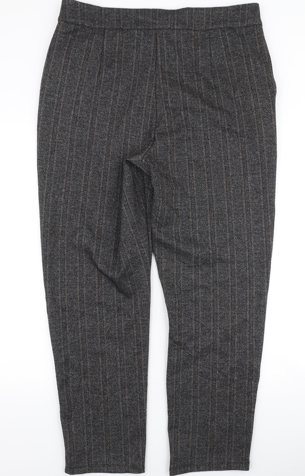 TU Womens Grey Striped Polyester Dress Pants Trousers Size 16 L28 in Regular Zip