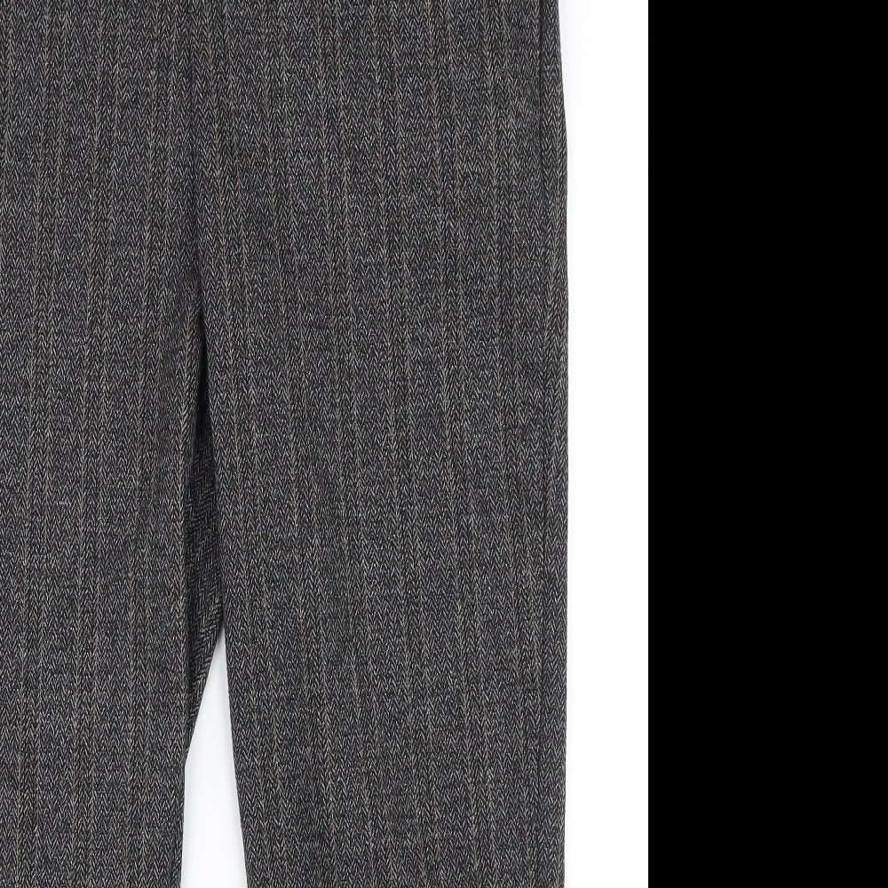 TU Womens Grey Striped Polyester Dress Pants Trousers Size 16 L28 in Regular Zip