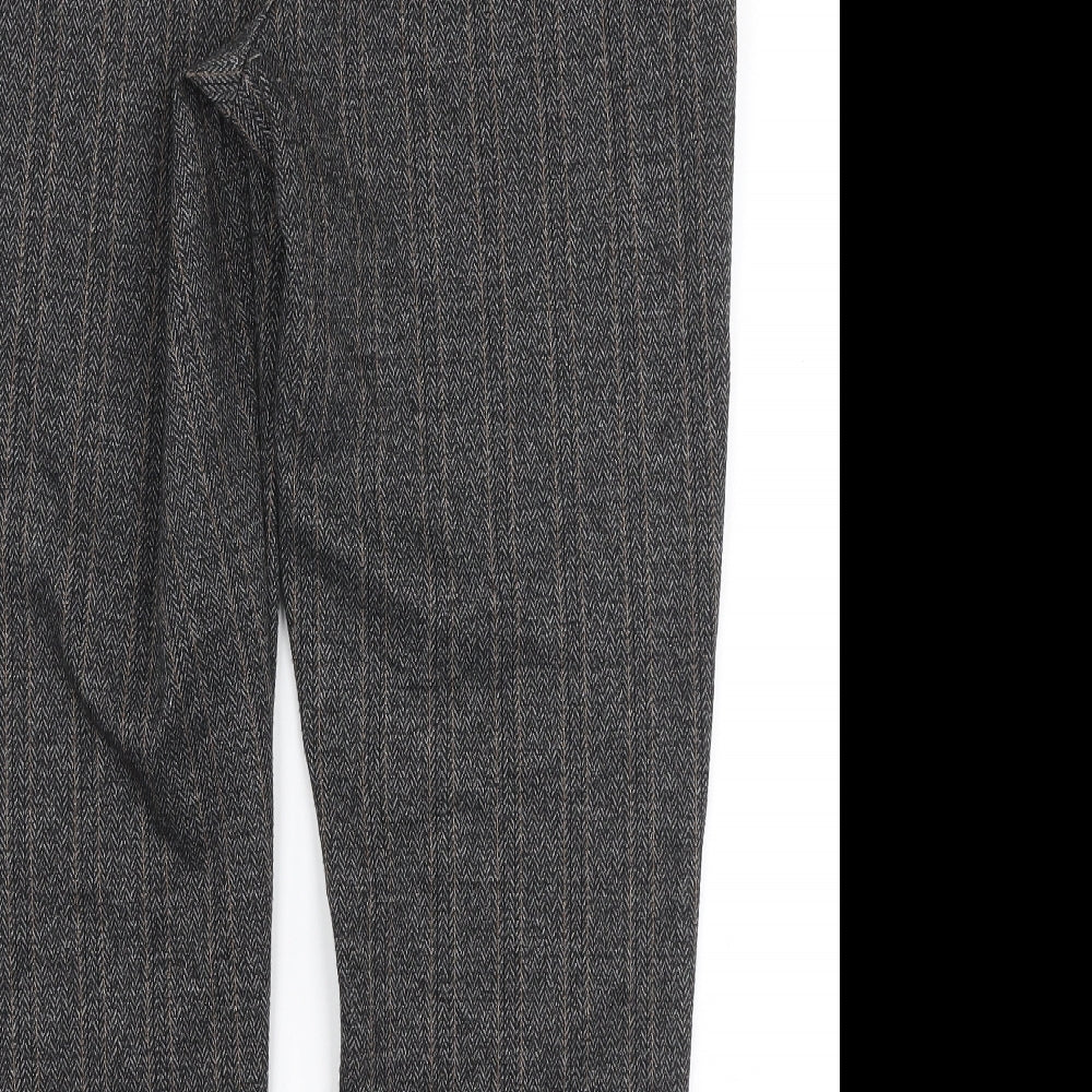 TU Womens Grey Striped Polyester Dress Pants Trousers Size 16 L28 in Regular Zip