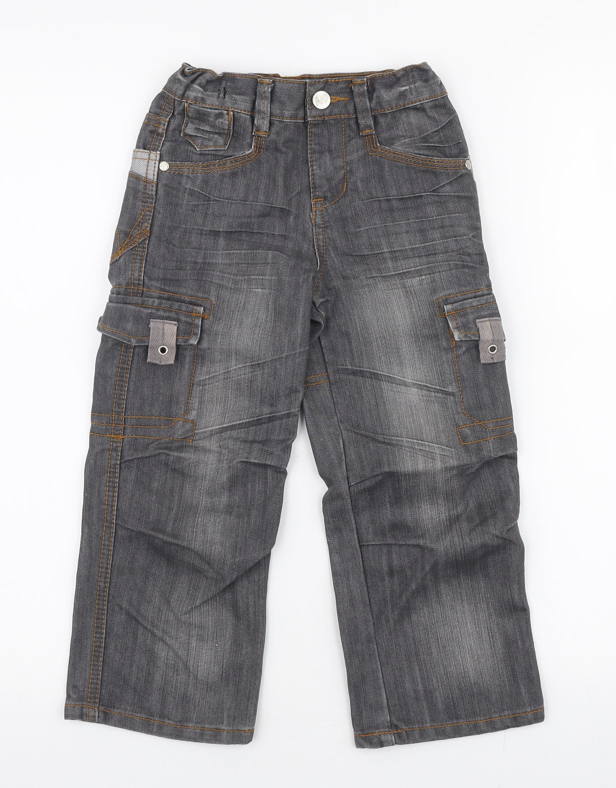 Adams Boys Grey  Cotton Straight Jeans Size 4 Years  Regular Zip