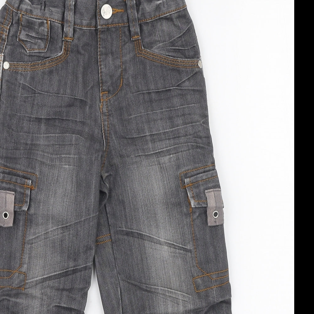 Adams Boys Grey  Cotton Straight Jeans Size 4 Years  Regular Zip