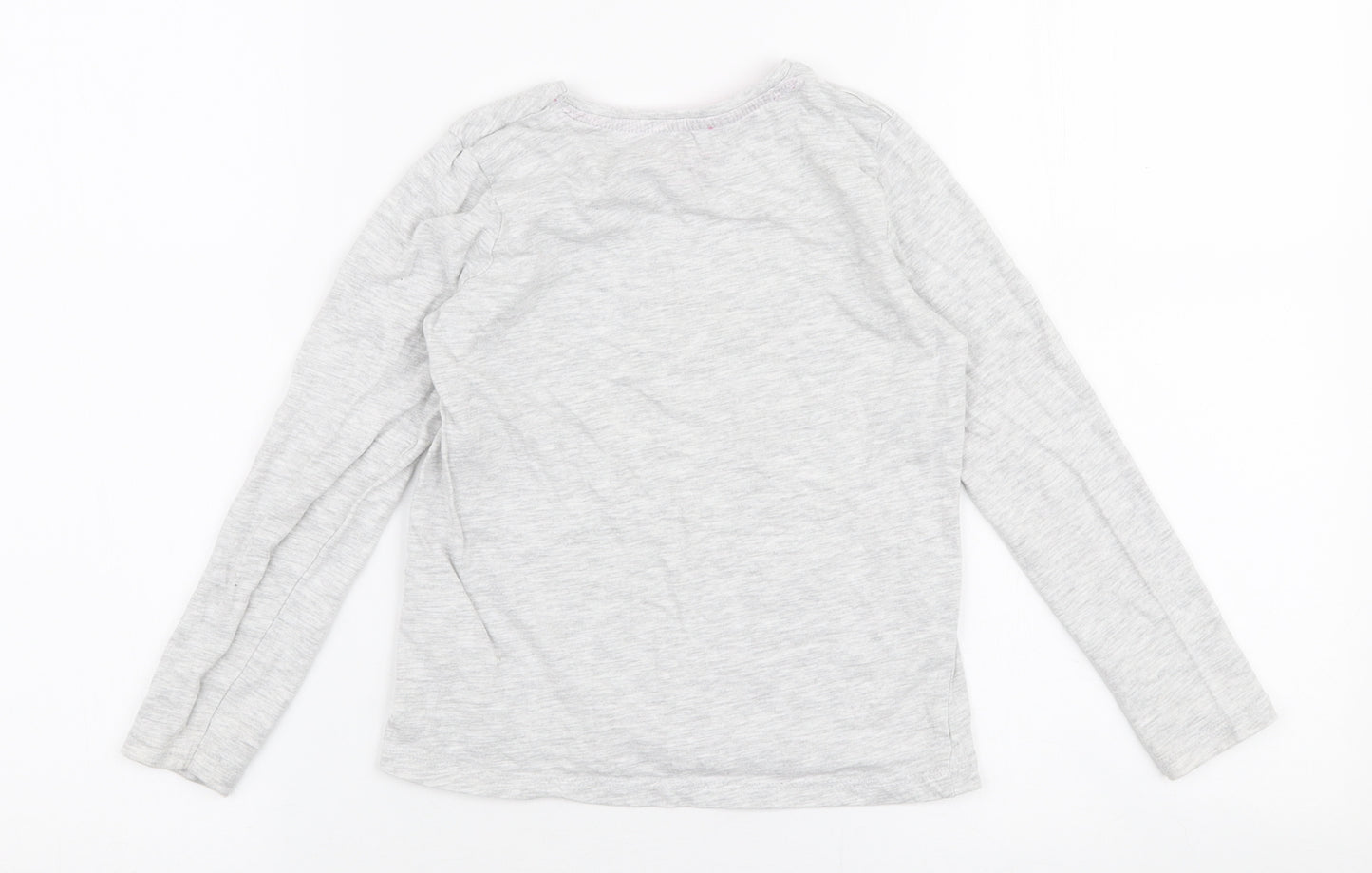 Primark Girls Grey  Cotton Jersey T-Shirt Size 5-6 Years Round Neck Pullover - Rainbow
