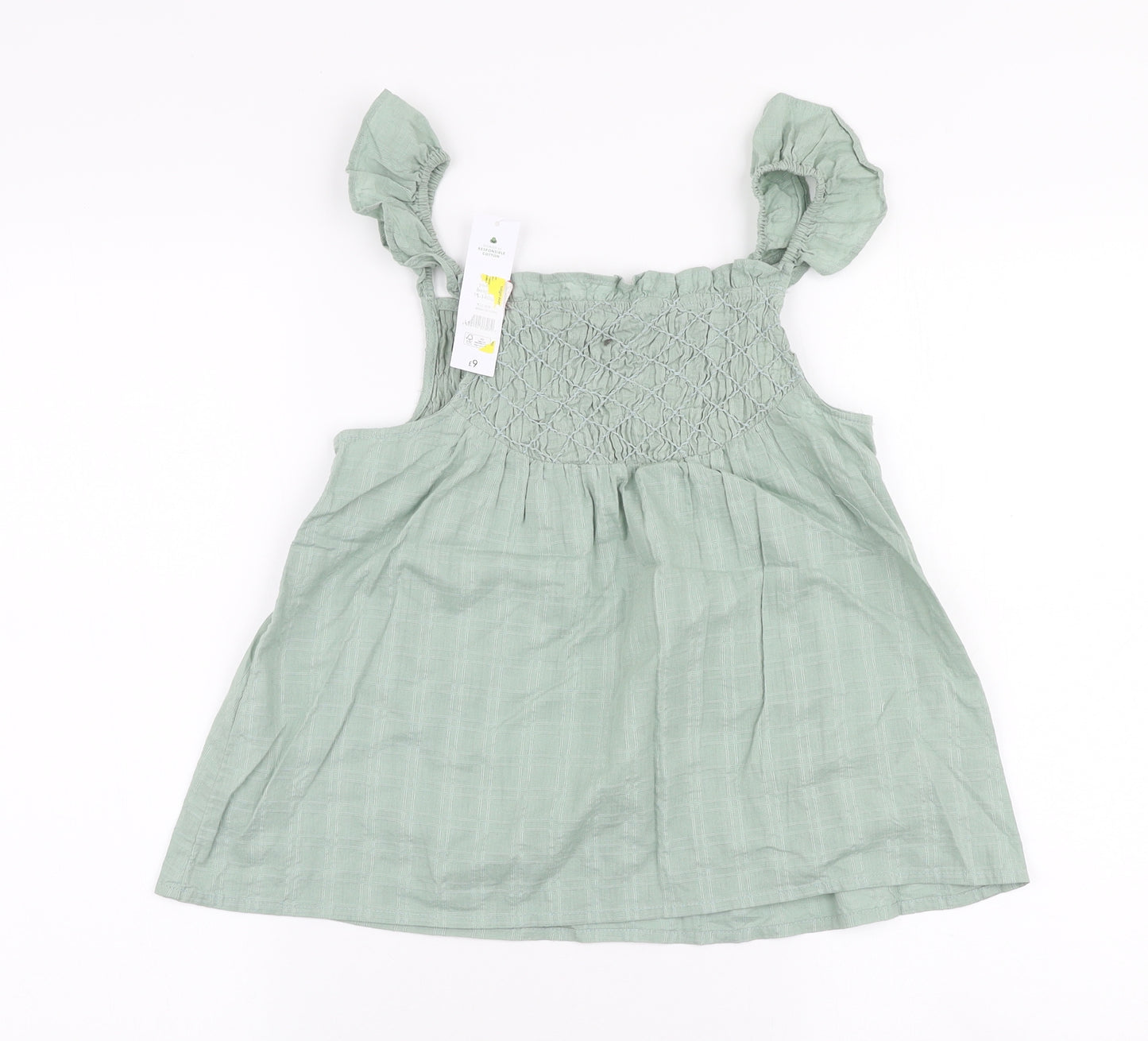 George Girls Green  100% Cotton Basic Blouse Size 9-10 Years High Neck Pullover