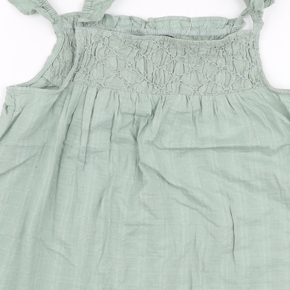 George Girls Green  100% Cotton Basic Blouse Size 9-10 Years High Neck Pullover