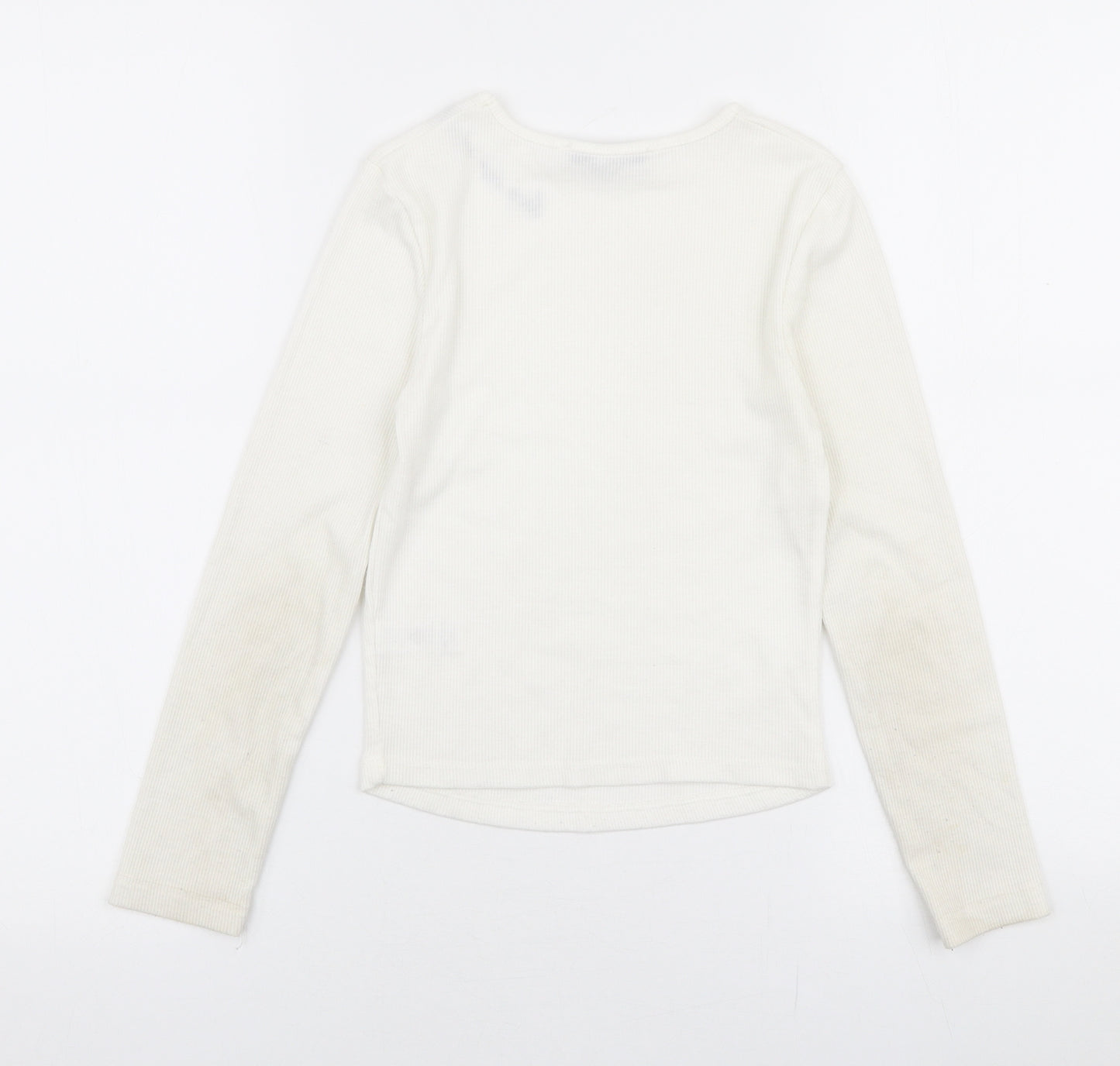 George Girls White  Polyester Basic T-Shirt Size 8-9 Years Round Neck Pullover - Love our world