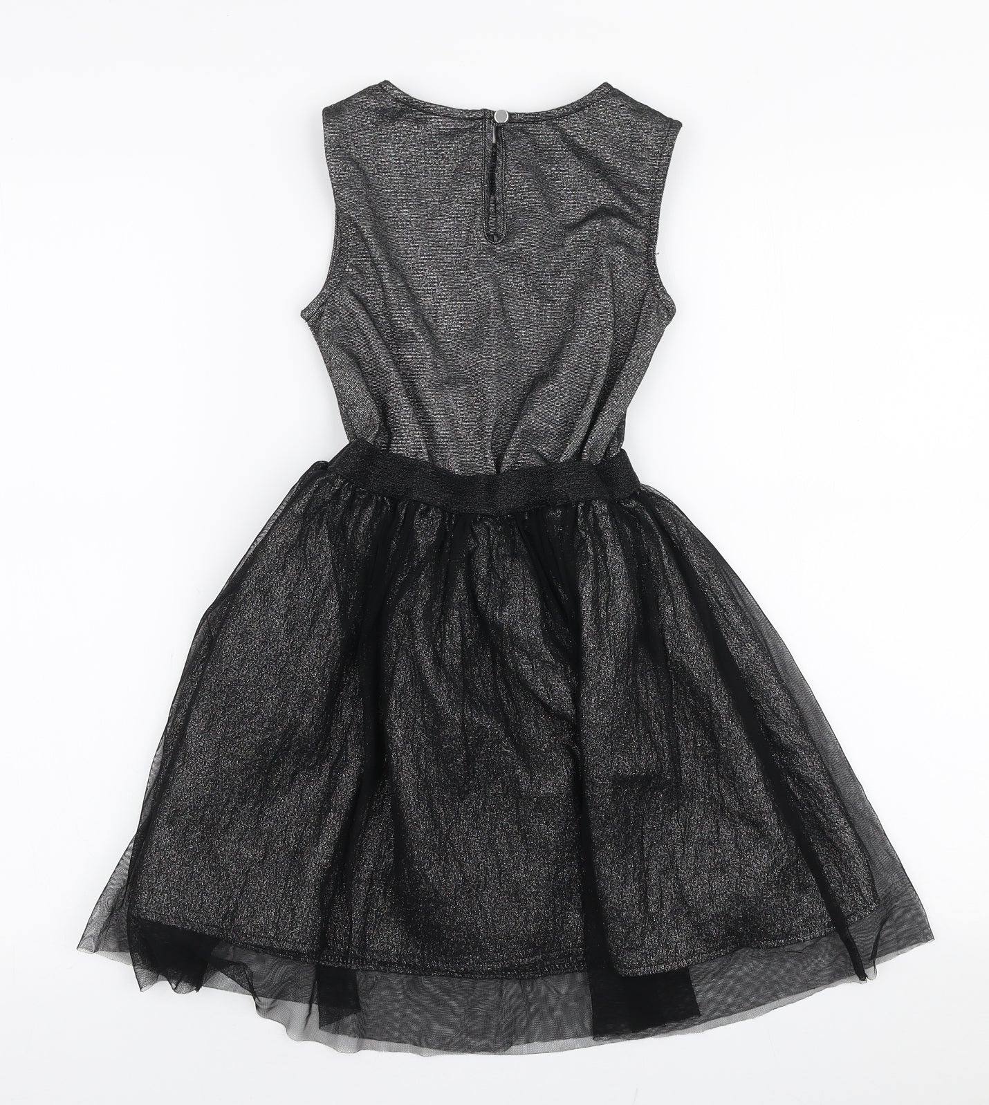 George Girls Silver  Polyester Tutu Dress  Size 7-8 Years  Round Neck Button