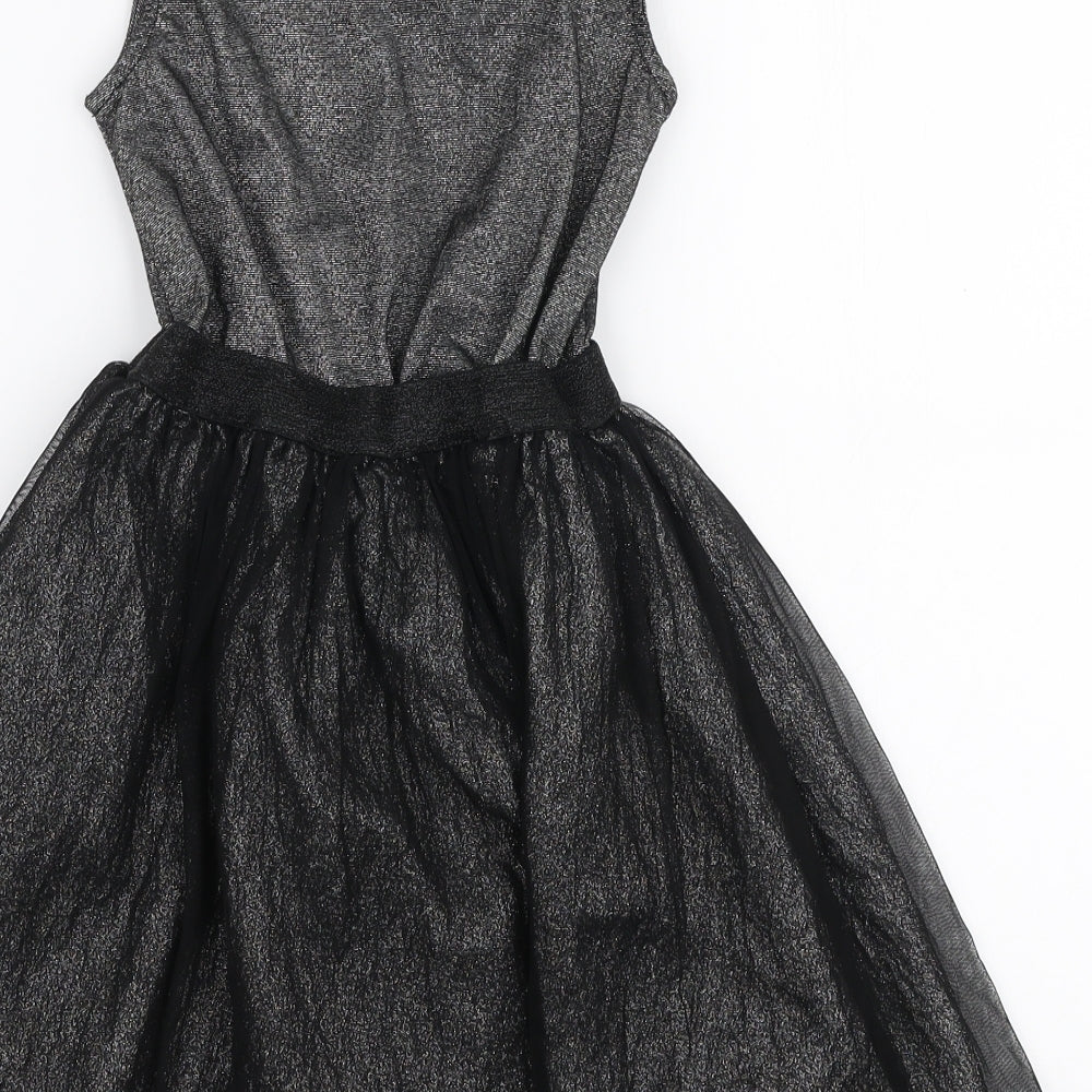 George Girls Silver  Polyester Tutu Dress  Size 7-8 Years  Round Neck Button