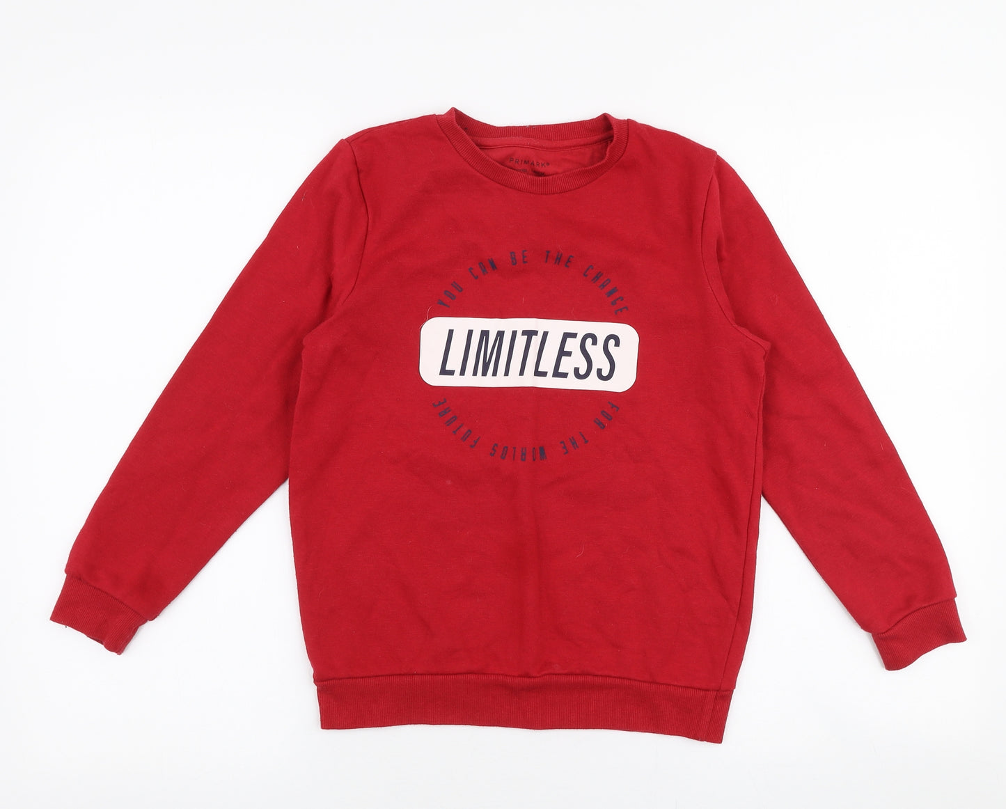 Primark Boys Red  Cotton Pullover Sweatshirt Size 9-10 Years  Pullover - Limitless