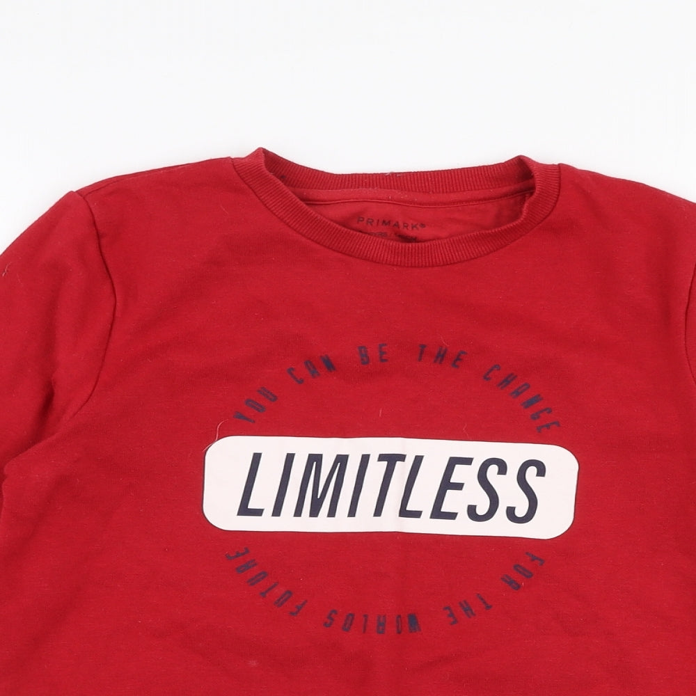 Primark Boys Red  Cotton Pullover Sweatshirt Size 9-10 Years  Pullover - Limitless
