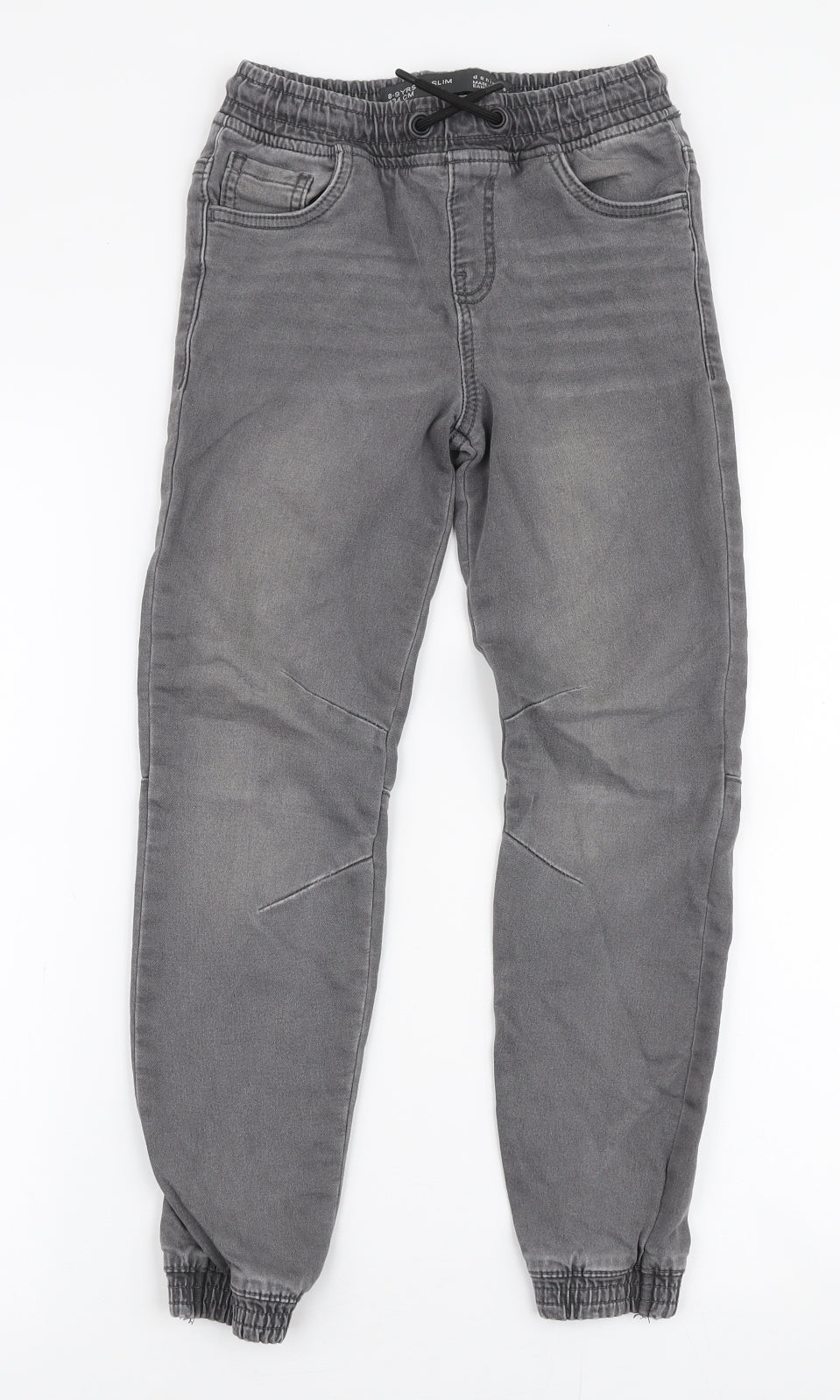 Denim Co Boys Grey  Cotton Skinny Jeans Size 8-9 Years  Slim Drawstring