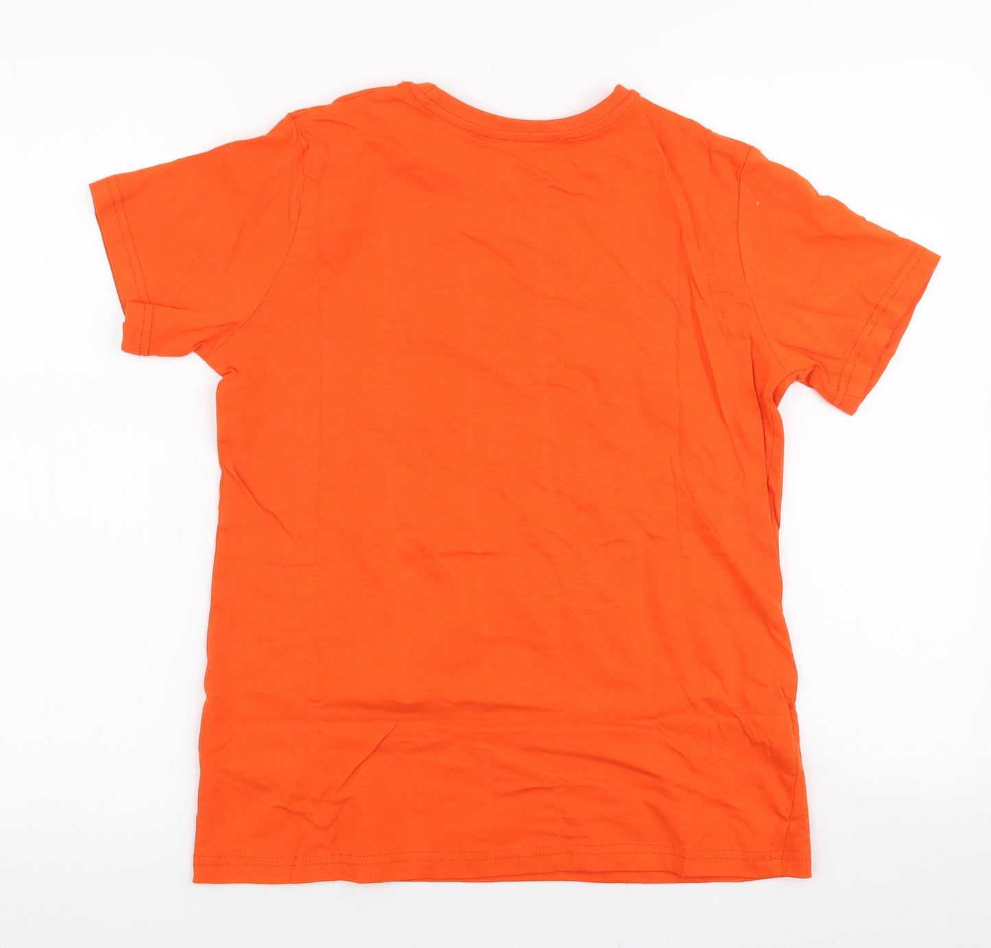 Primark Boys Orange  100% Cotton Jersey T-Shirt Size 11-12 Years Round Neck Pullover - Skater