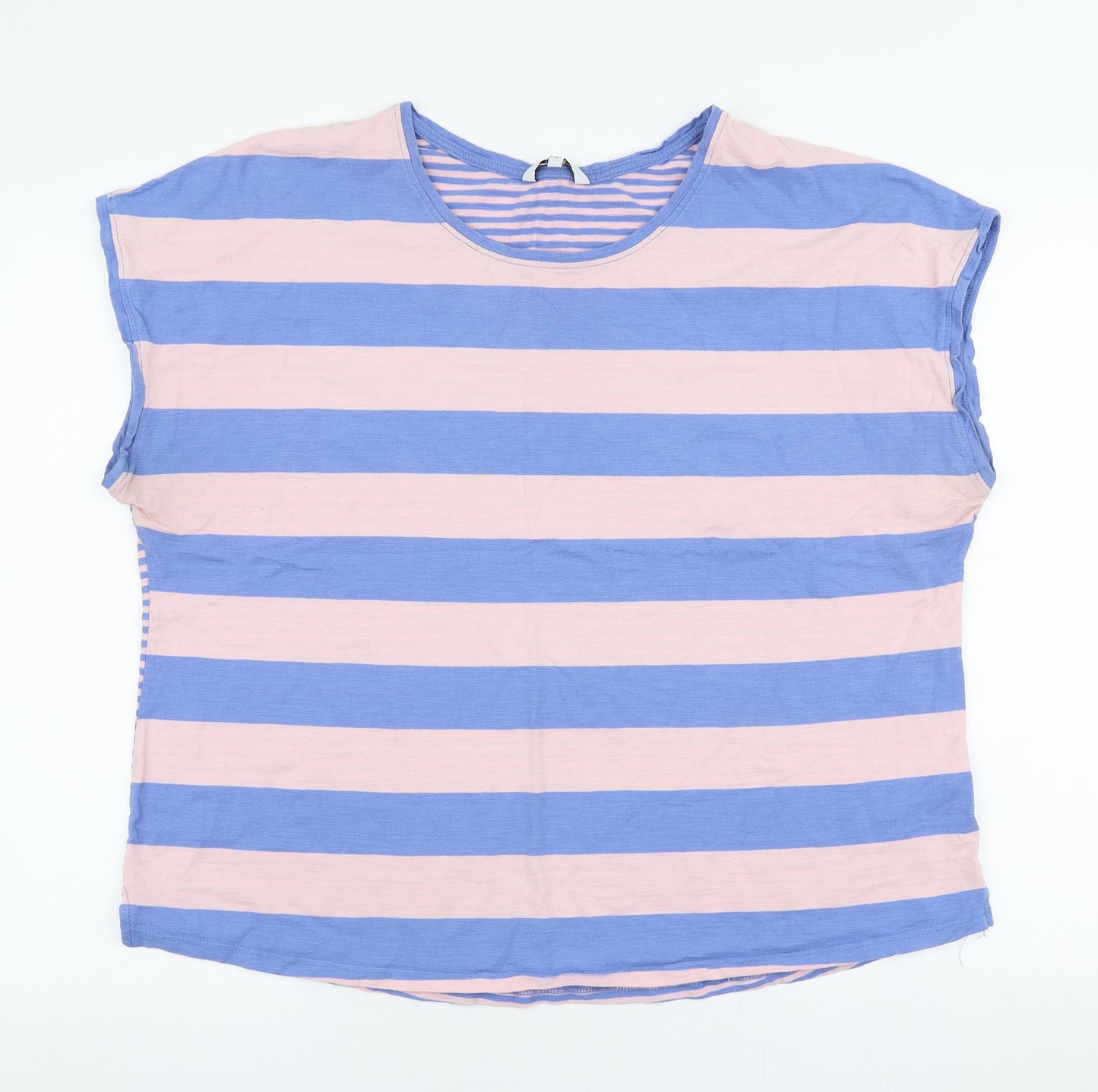 NEXT Womens Multicoloured Striped 100% Cotton Jersey T-Shirt Size 18 Round Neck