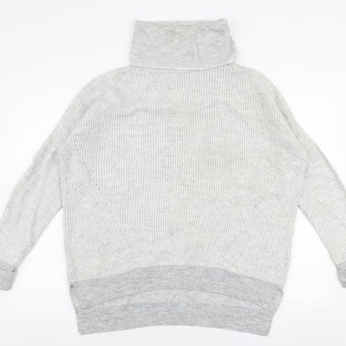 Primark Womens Grey Roll Neck  Acrylic Pullover Jumper Size S