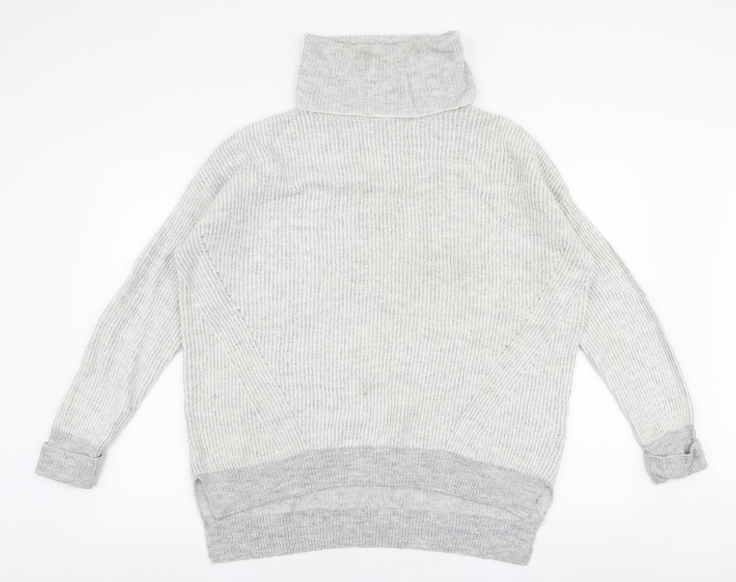 Primark Womens Grey Roll Neck  Acrylic Pullover Jumper Size S