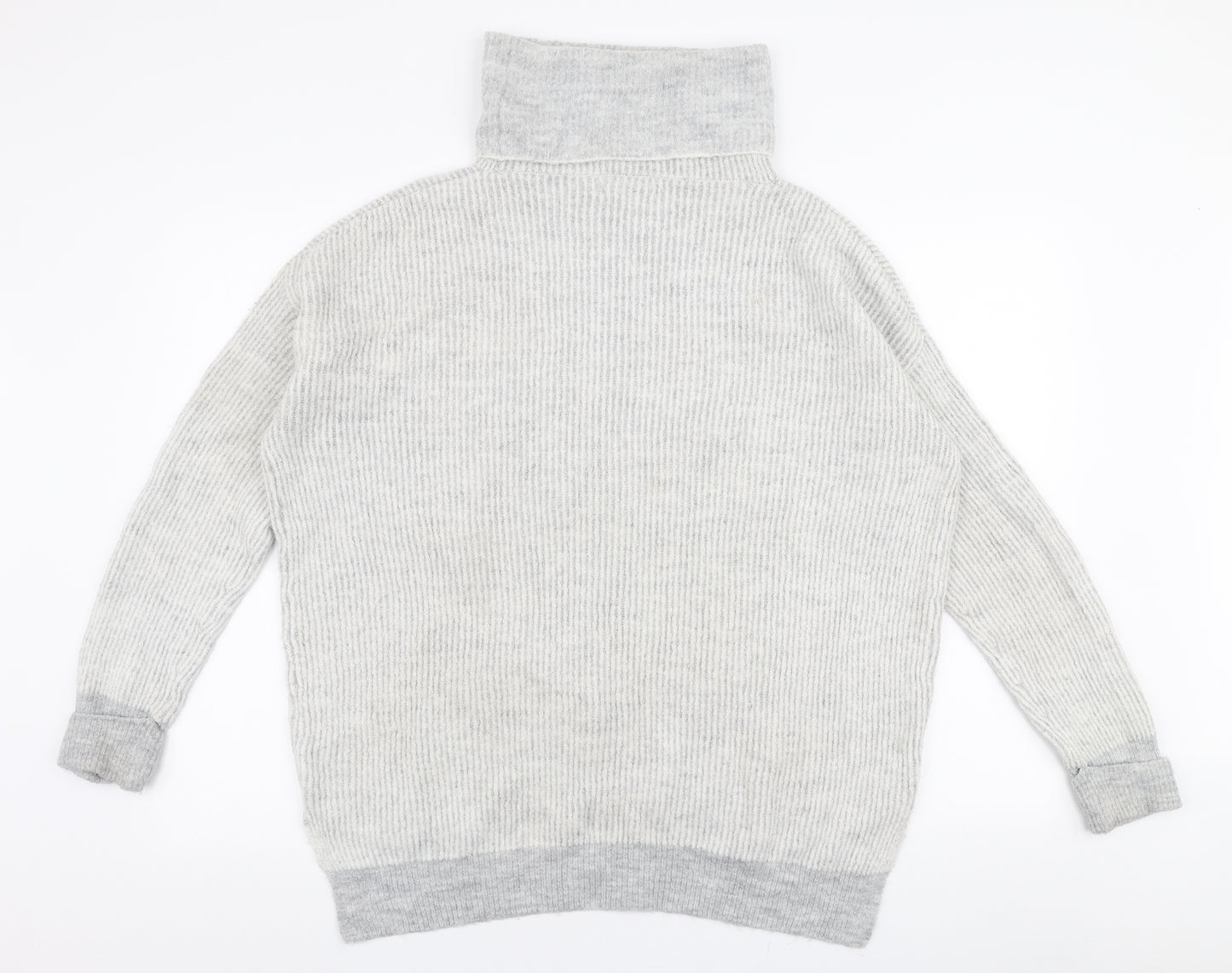 Primark Womens Grey Roll Neck  Acrylic Pullover Jumper Size S